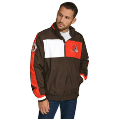 Cleveland Browns Tommy Hilfiger Gael Lightweight Half-Zip Pullover Hoodie Jacket Brown