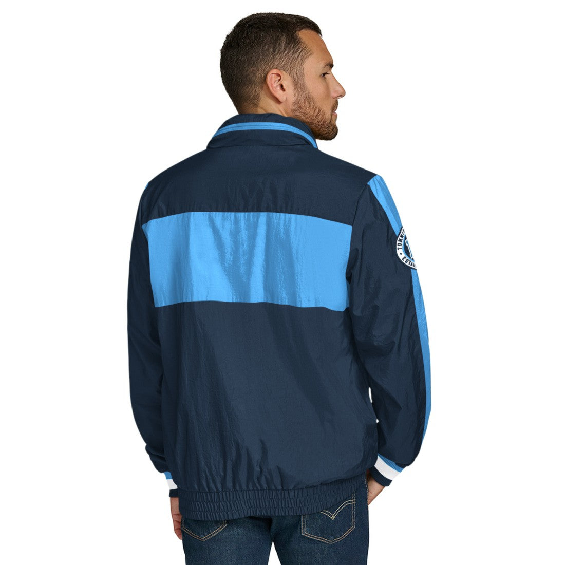 Tennessee Titans Tommy Hilfiger Gael Lightweight Half-Zip Hoodie Jacket Navy