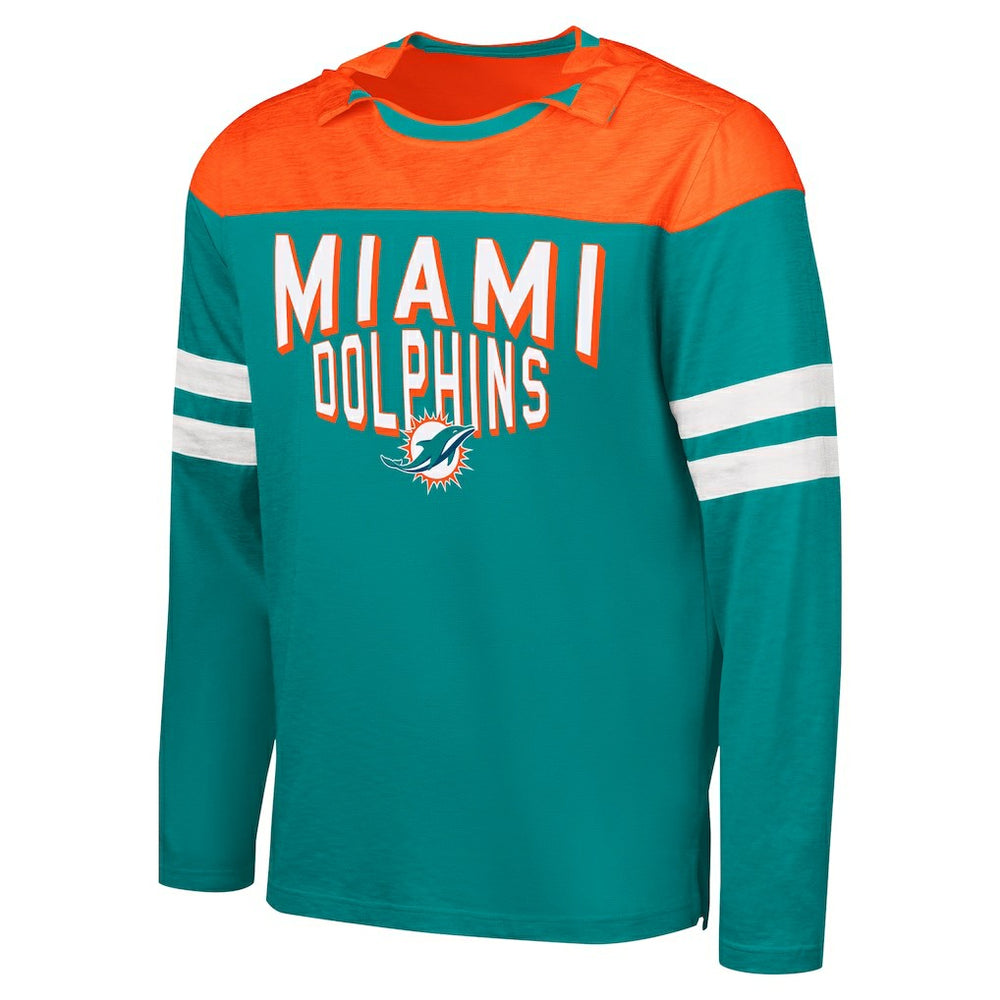 Miami Dolphins G-III Sports by Carl Banks Adaptive Hail Mary Long Sleeve T-Shirt Aqua/Orange