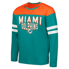 Miami Dolphins G-III Sports by Carl Banks Adaptive Hail Mary Long Sleeve T-Shirt Aqua/Orange