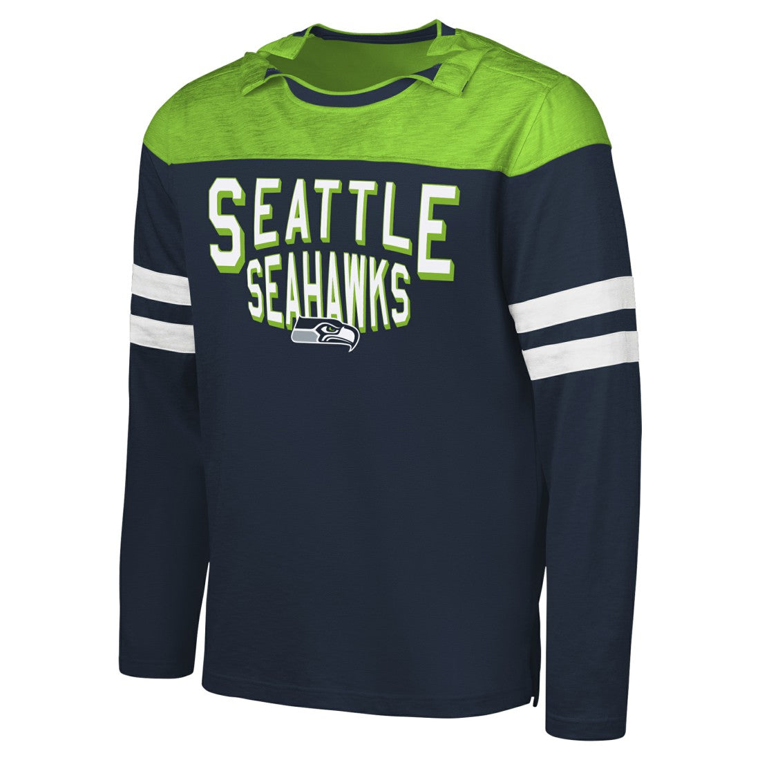 Seattle Seahawks G-III Sports by Carl Banks Adaptive Hail Mary Long Sleeve T-Shirt College Navy/Neon Green