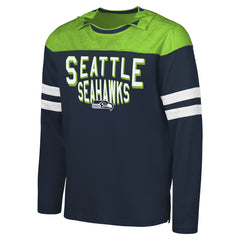 Seattle Seahawks G-III Sports by Carl Banks Adaptive Hail Mary Long Sleeve T-Shirt College Navy/Neon Green