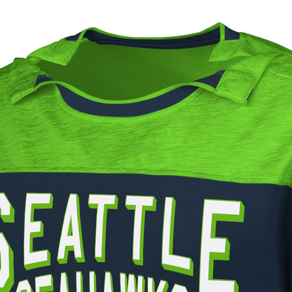 Seattle Seahawks G-III Sports by Carl Banks Adaptive Hail Mary Long Sleeve T-Shirt College Navy/Neon Green