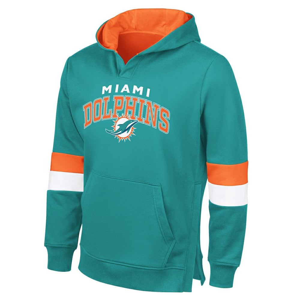 Miami Dolphins G-III Sports by Carl Banks Adaptive Faceoff Pullover Hoodie Aqua/Orange