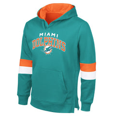 Miami Dolphins G-III Sports by Carl Banks Adaptive Faceoff Pullover Hoodie Aqua/Orange