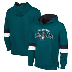 Philadelphia Eagles G-III Sports by Carl BanksMen's Adaptive Faceoff Pullover Hoodie Midnight Green/Black