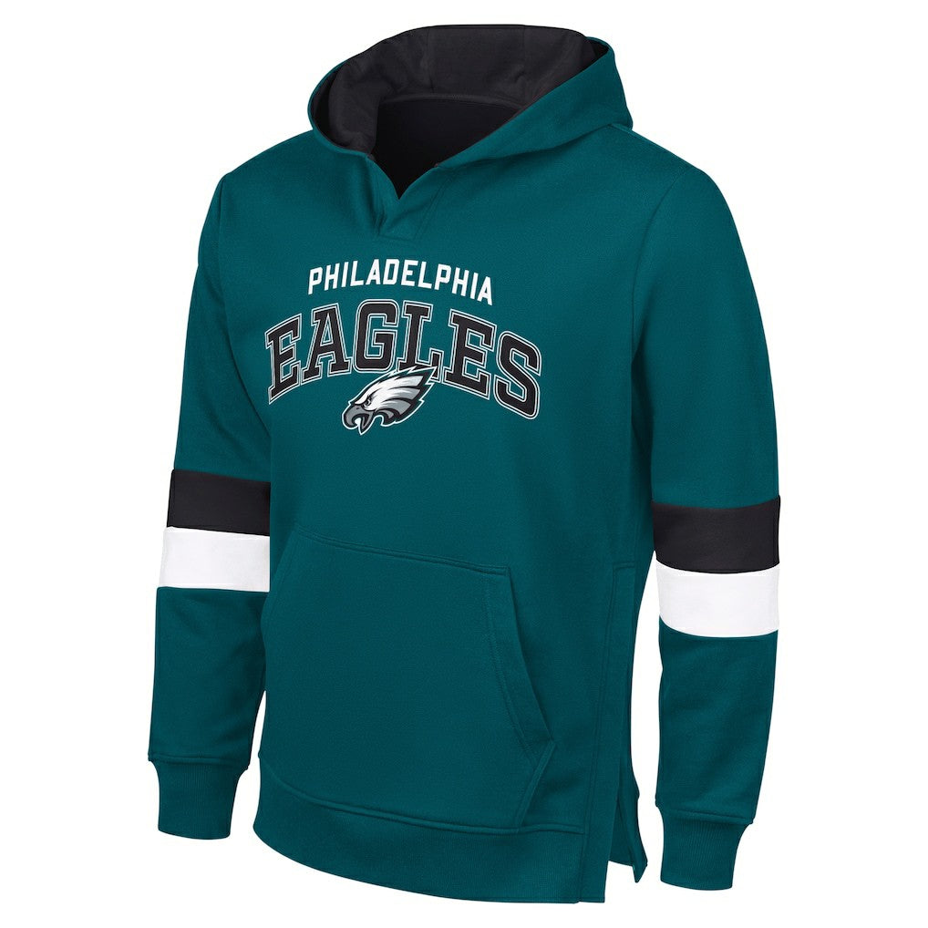 Philadelphia Eagles G-III Sports by Carl BanksMen's Adaptive Faceoff Pullover Hoodie Midnight Green/Black