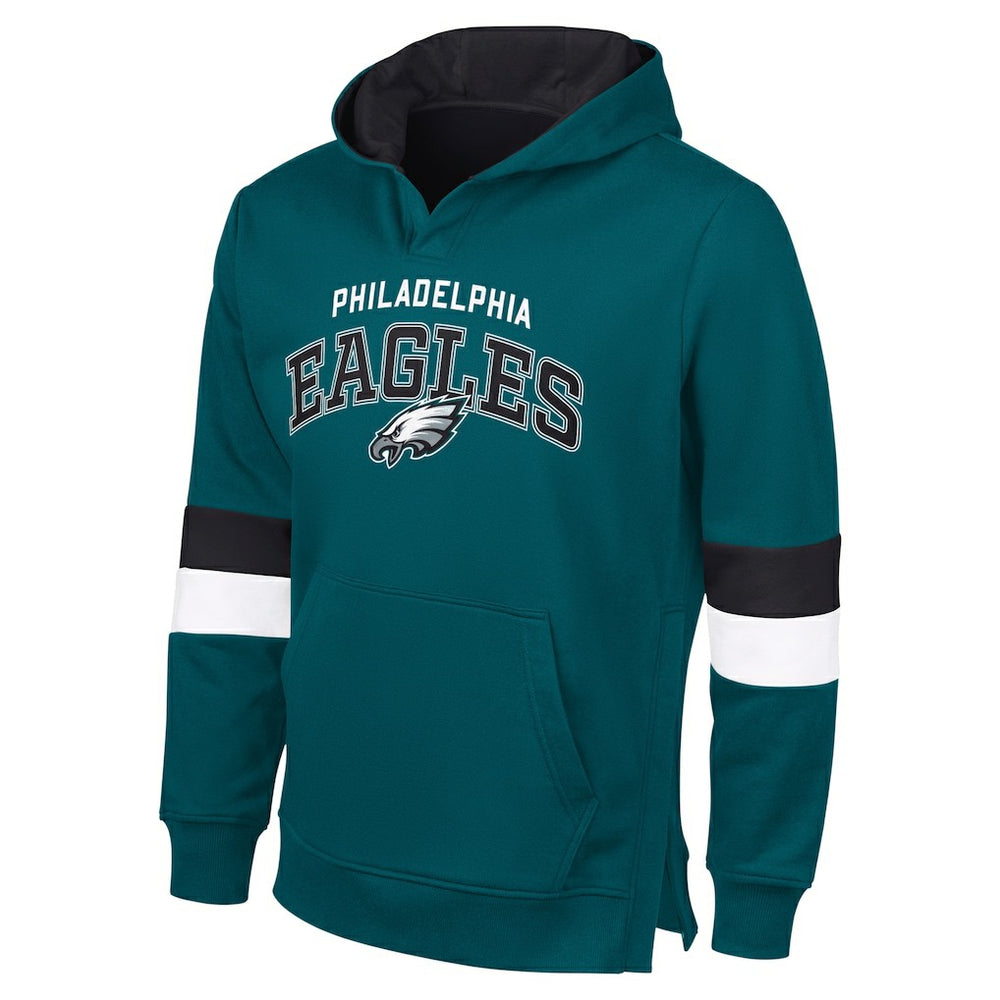 Philadelphia Eagles G-III Sports by Carl BanksMen's Adaptive Faceoff Pullover Hoodie Midnight Green/Black