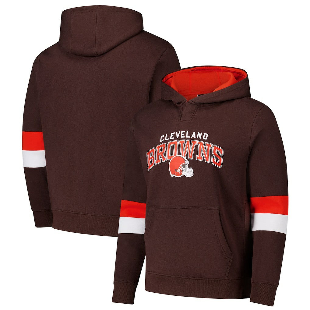 Cleveland Browns G-III Sports by Carl Banks Adaptive Faceoff Pullover Hoodie Brown/Orange