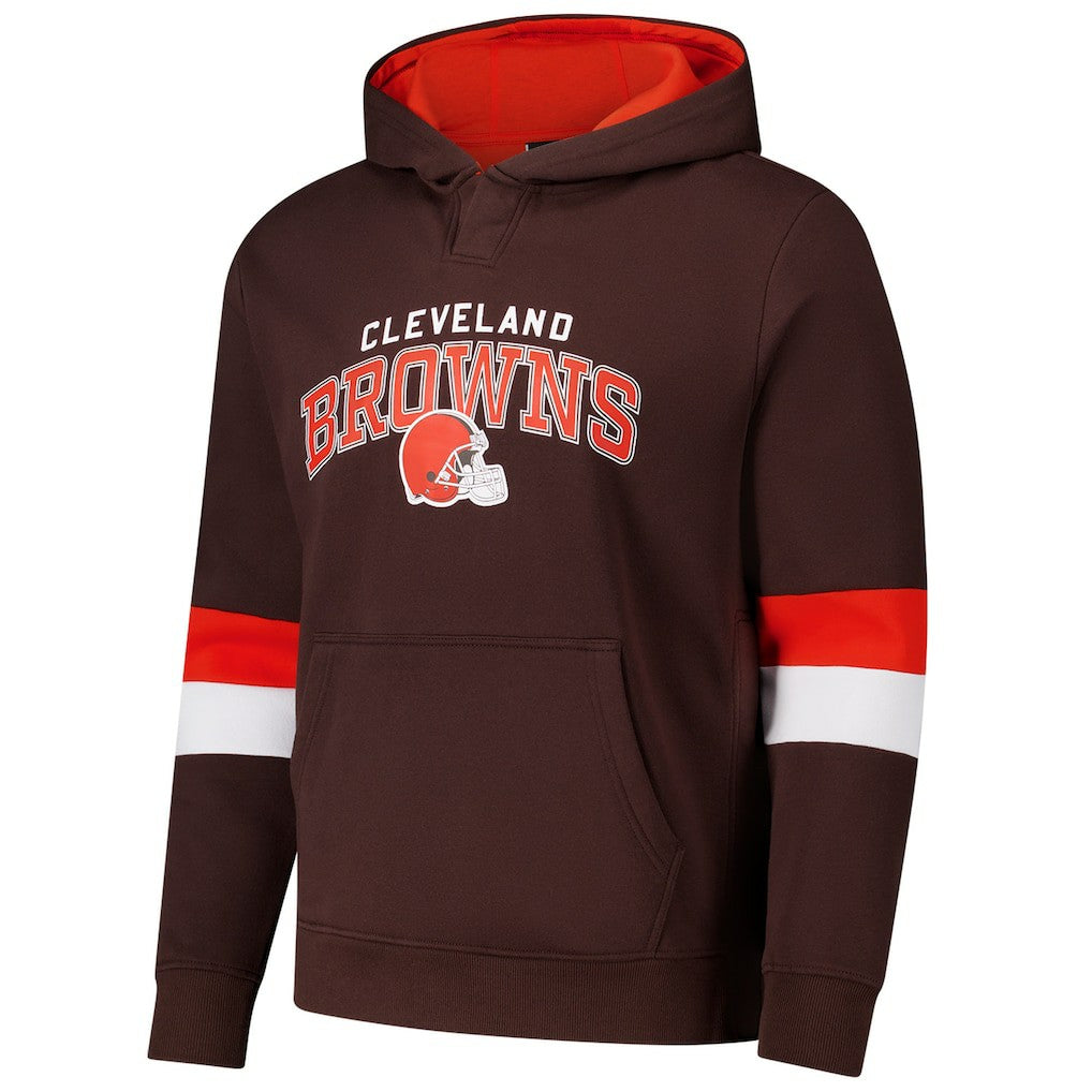 Cleveland Browns G-III Sports by Carl Banks Adaptive Faceoff Pullover Hoodie Brown/Orange