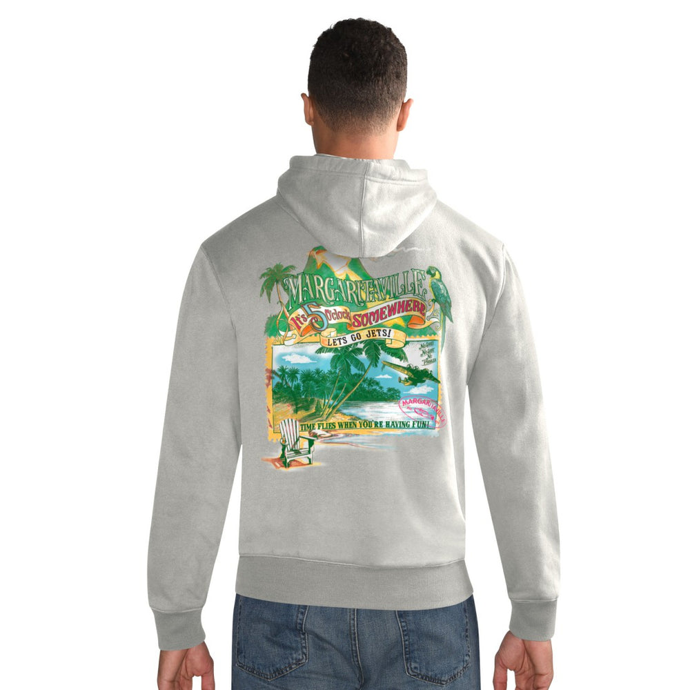 New York Jets Margaritaville Time Flies Garment Dyed Pullover Hoodie Gray