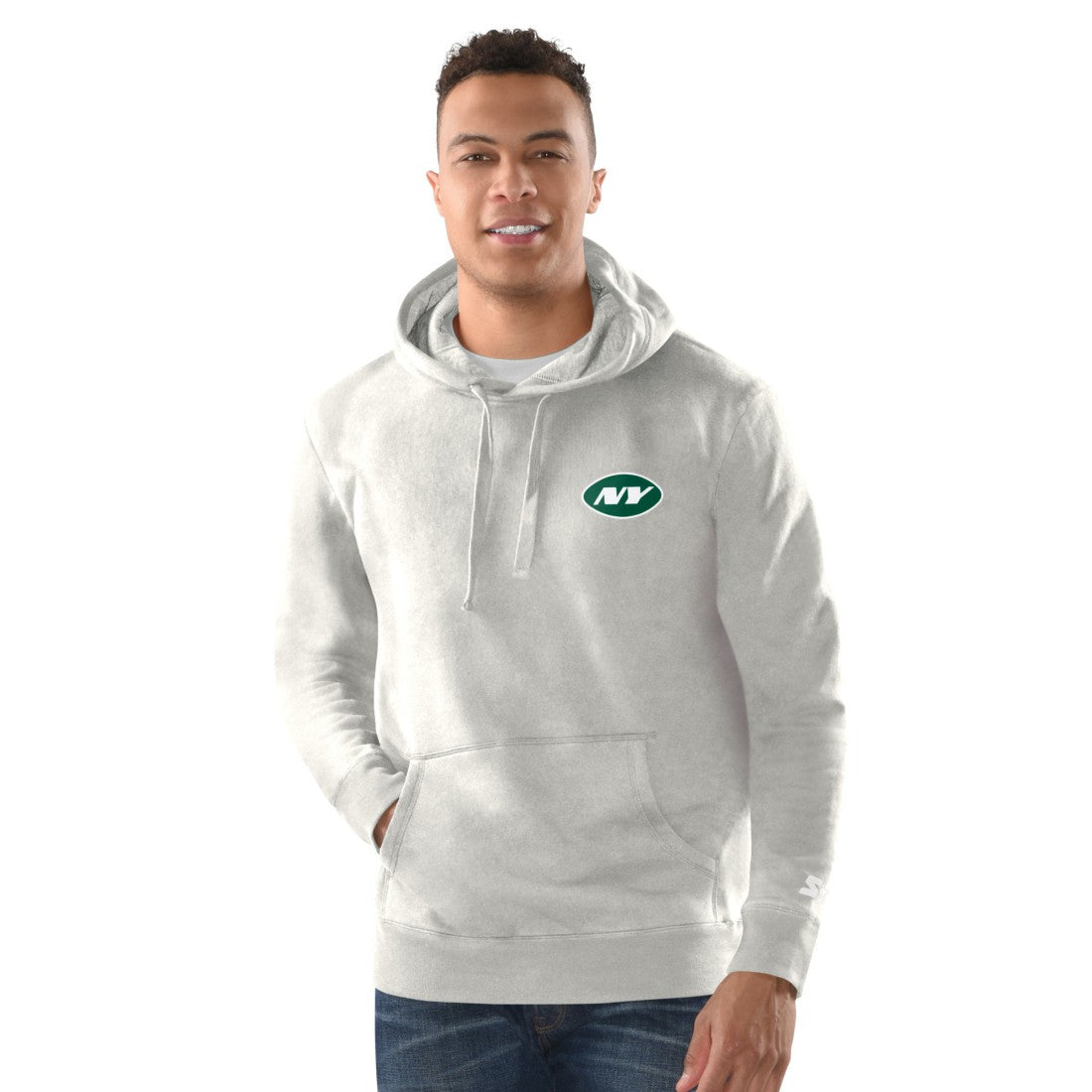 New York Jets Margaritaville Time Flies Garment Dyed Pullover Hoodie Gray