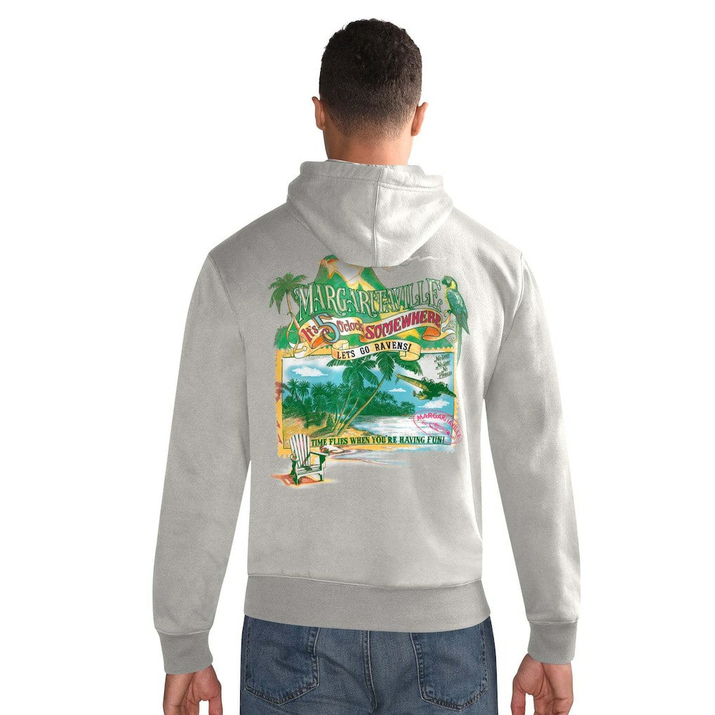 Baltimore Ravens Margaritaville Time Flies Garment Dyed Pullover Hoodie Gray