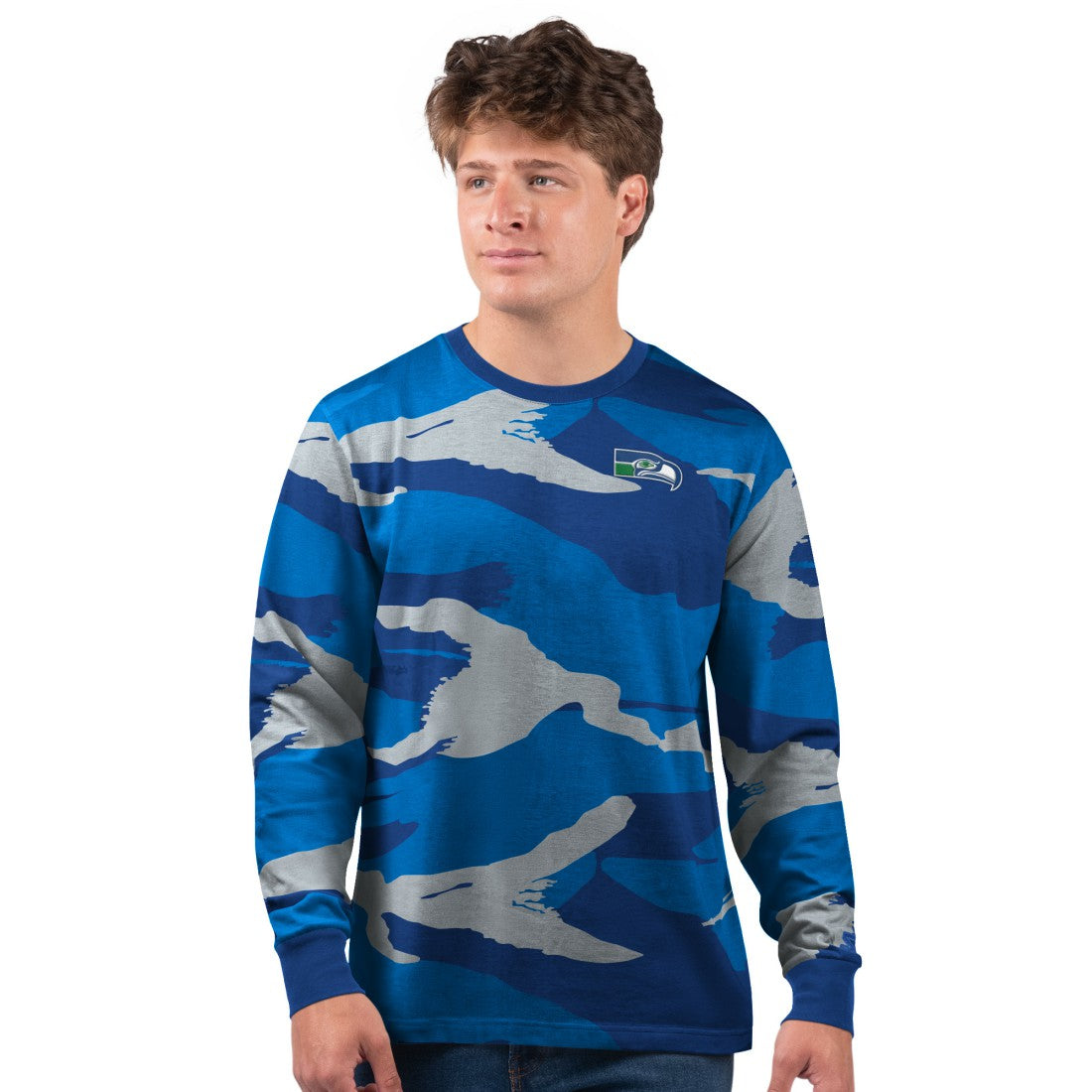Seattle Seahawks Starter Thursday Night Gridiron Vintage Logo Long Sleeve T-Shirt Royal/Gray