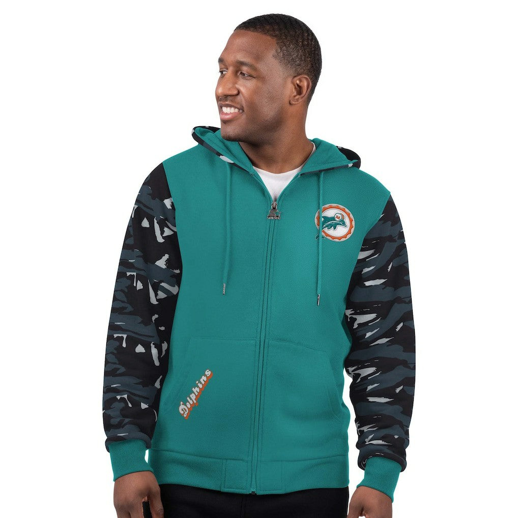 Miami Dolphins Starter Thursday Night Gridiron Vintage Logo Full-Zip Hoodie Aqua