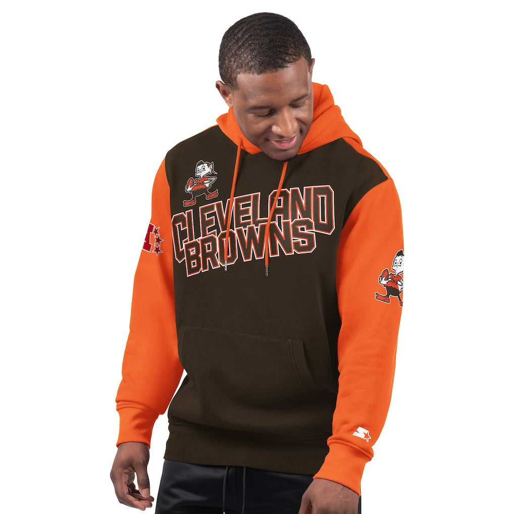 Cleveland Browns Starter Extreme Vintage Logo Pullover Hoodie Brown