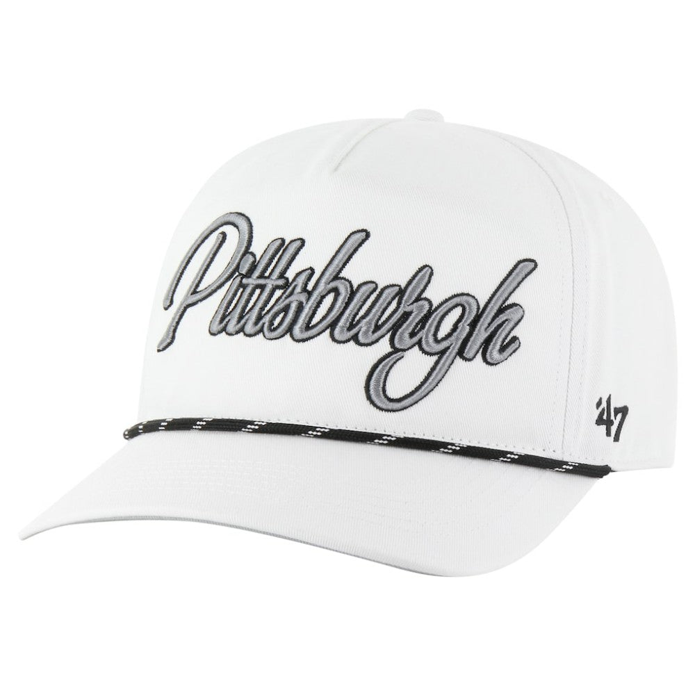 Pittsburgh Pirates '47 Overhand Speckle Hitch Rope Adjustable Hat - White Hats