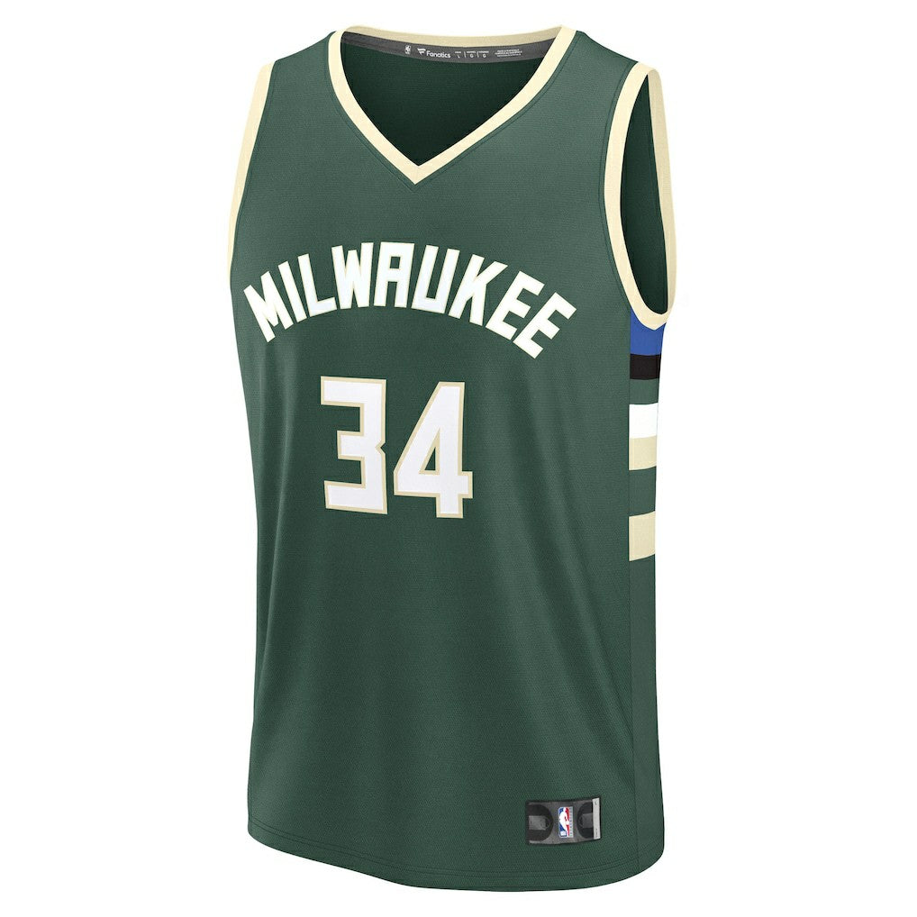 Giannis Antetokounmpo Milwaukee Bucks Fast Break Replica Player Jersey Icon Edition Hunter Green