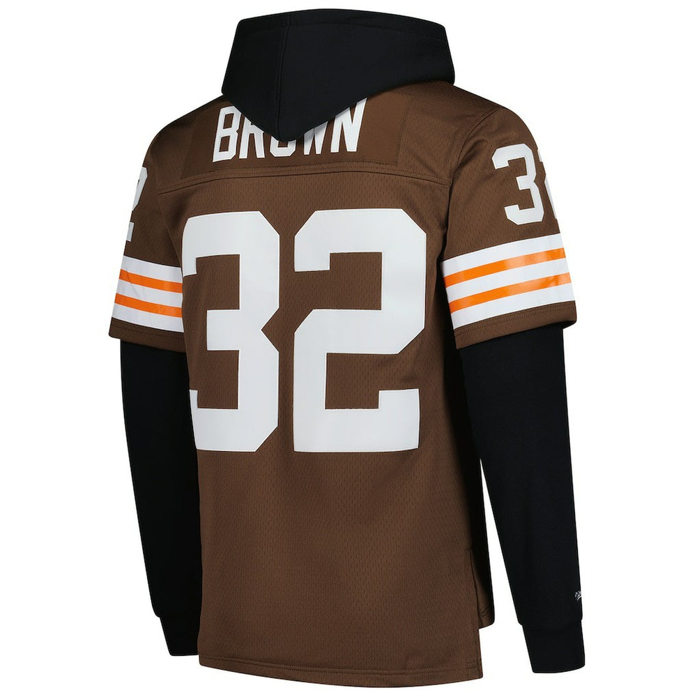 Jim Brown Cleveland Browns Player Name & Number Hoodie Legacy Jersey Brown