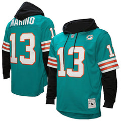 Dan Marino Miami Dolphins Player Name & Number Hoodie Legacy Jersey Aqua