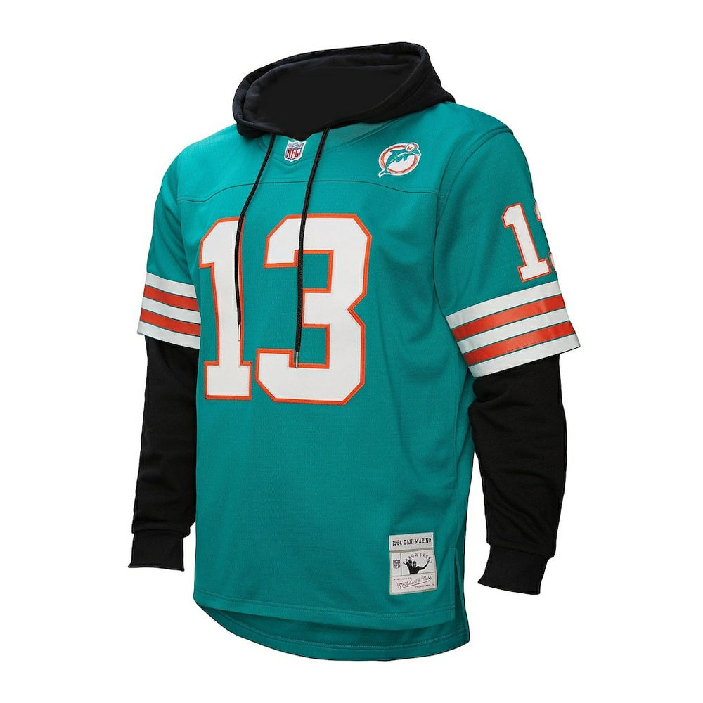 Dan Marino Miami Dolphins Player Name & Number Hoodie Legacy Jersey Aqua