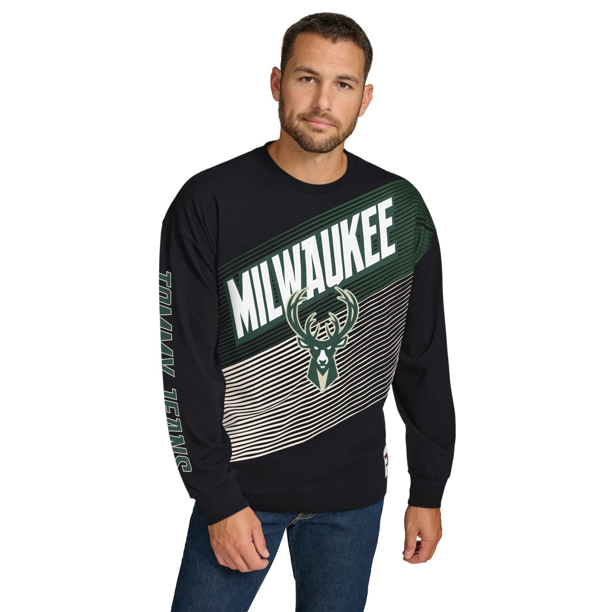 Milwaukee Bucks Tommy Jeans Lucas Long Sleeve T-Shirt Black