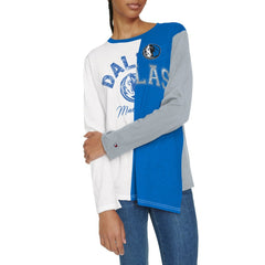 Dallas Mavericks Tommy Jeans Women's Amelia Color Blocked Long Sleeve T-Shirt White/Blue
