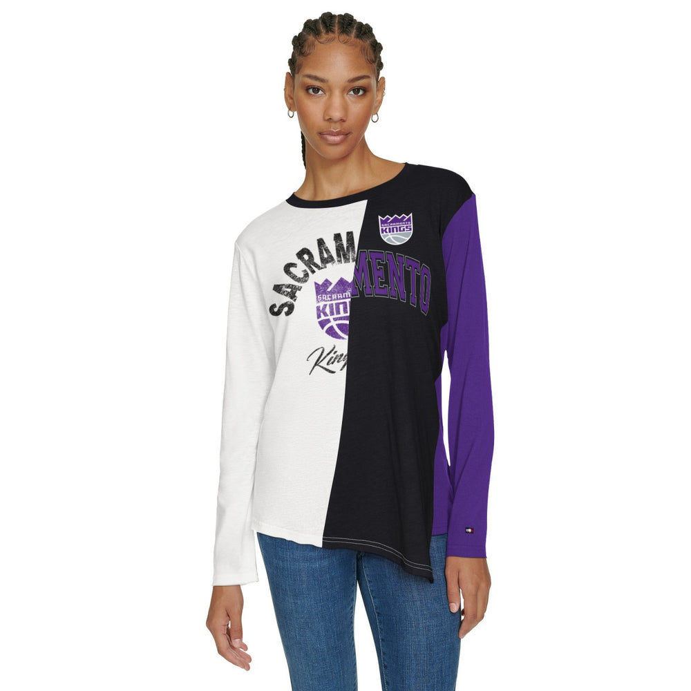 Sacramento Kings Tommy Jeans Women's Amelia Color Blocked Long Sleeve T-Shirt White/Black