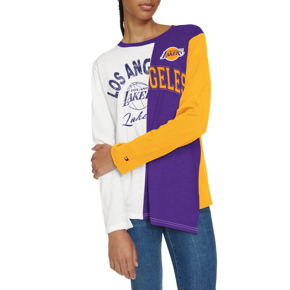 Los Angeles Lakers Tommy Jeans Women's Amelia Color Blocked Long Sleeve T-Shirt White/Purple