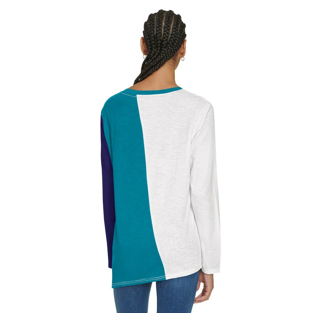 Charlotte Hornets Tommy Jeans Women's Amelia Color Blocked Long Sleeve T-Shirt White/Teal