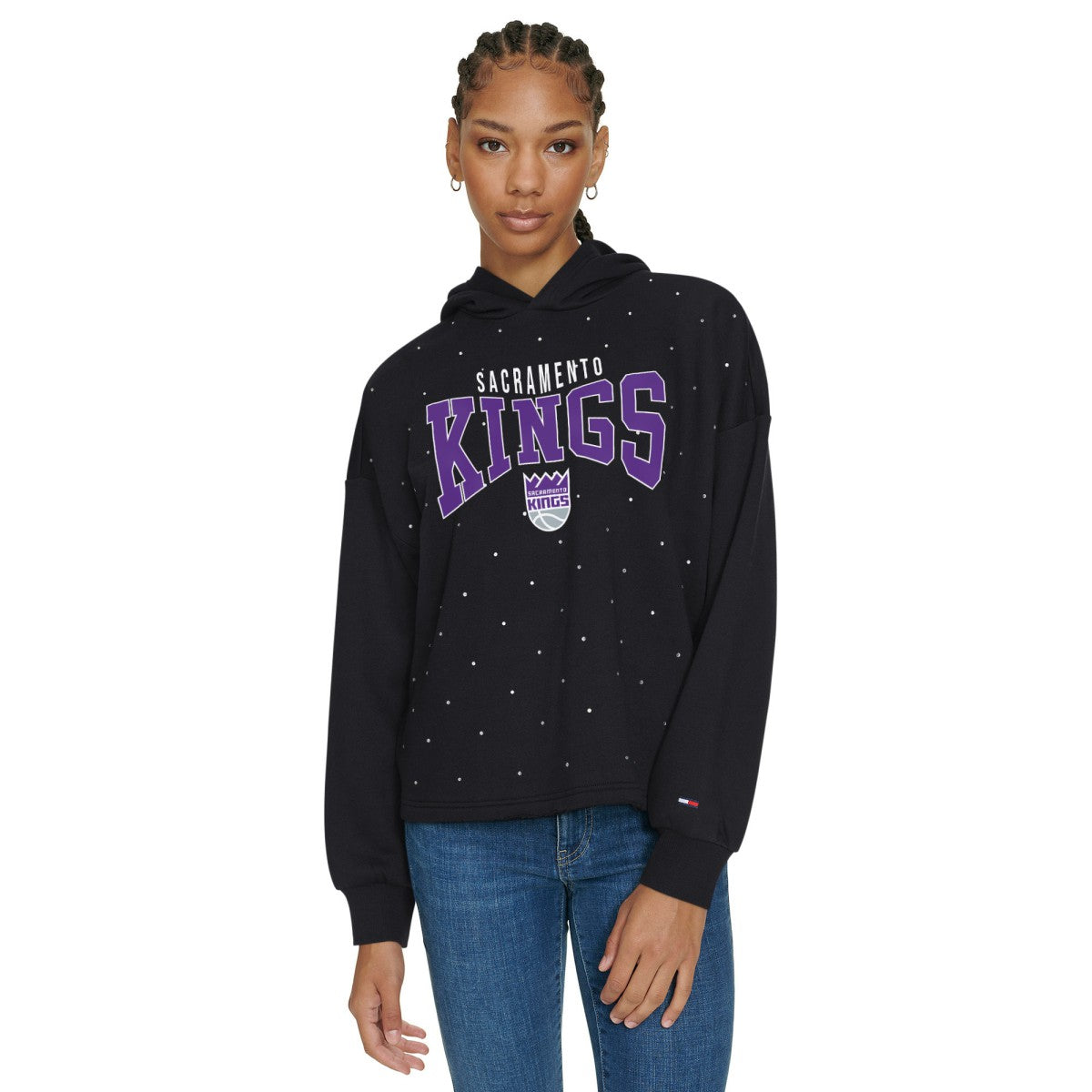 Sacramento Kings Tommy Jeans Women's Stella Cropped Pullover Hoodie Black