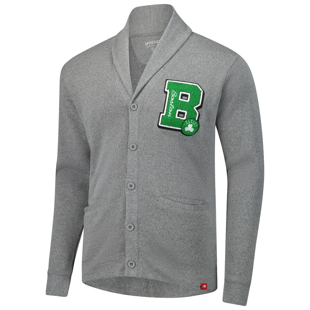 Boston Celtics Sportiqe Unisex Henshaw Full-Button Cardigan Sweater Heather Gray