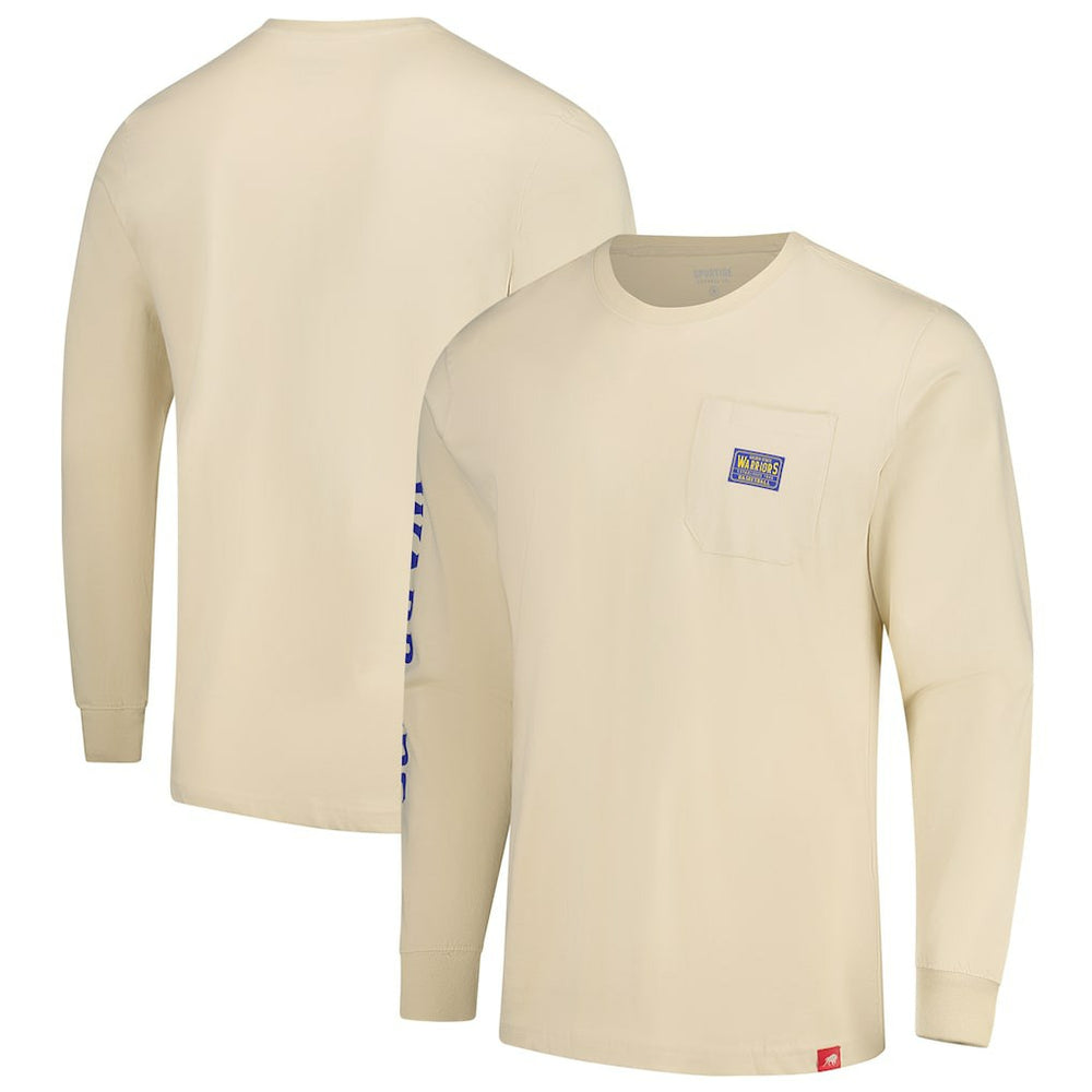 Golden State Warriors Sportiqe Unisex Wales Heavyweight Pocket Long Sleeve T-Shirt Cream