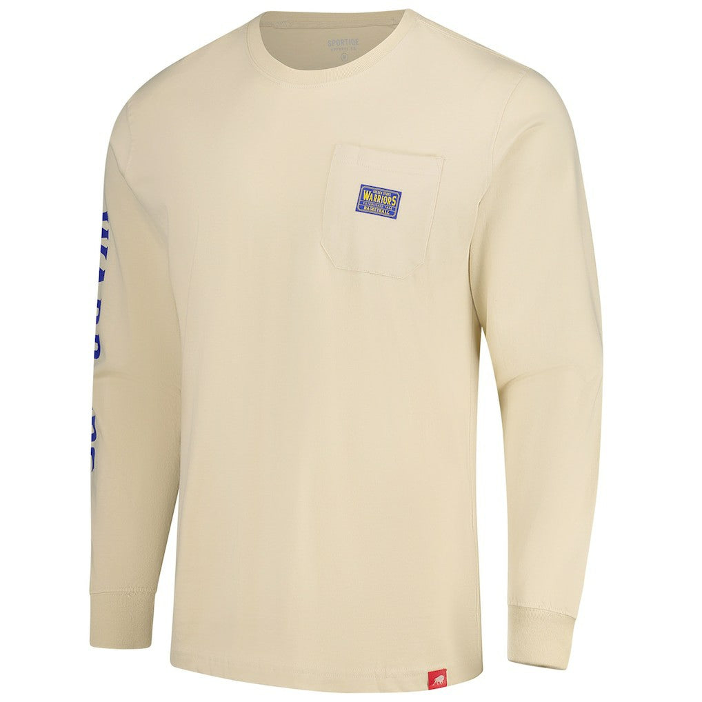 Golden State Warriors Sportiqe Unisex Wales Heavyweight Pocket Long Sleeve T-Shirt Cream