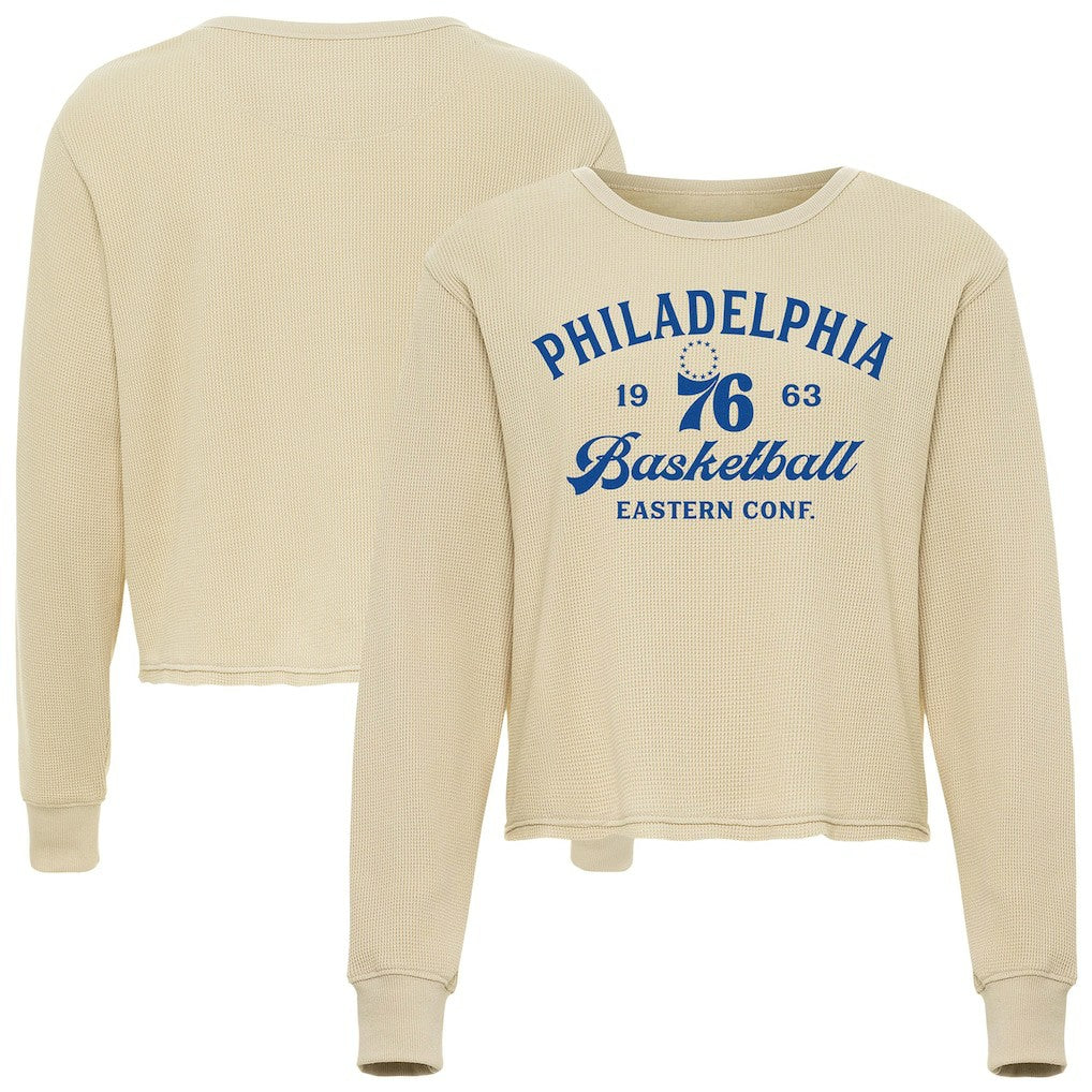 Philadelphia 76ers Sportiqe Unisex High Country Collection Cullen Waffle Knit Long Sleeve T-Shirt Cream