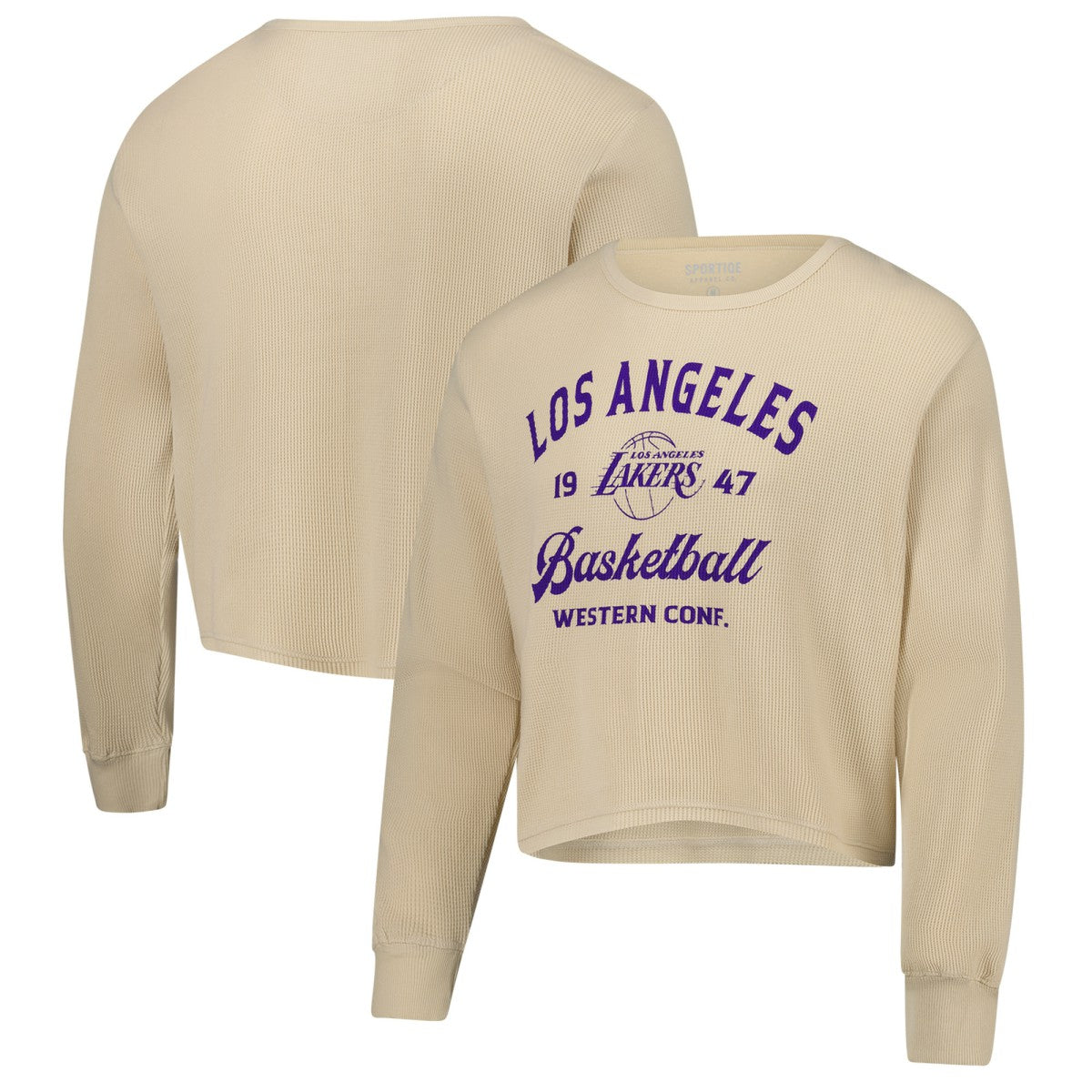Los Angeles Lakers Sportiqe Unisex High Country Collection Cullen Waffle Knit Long Sleeve T-Shirt Cream