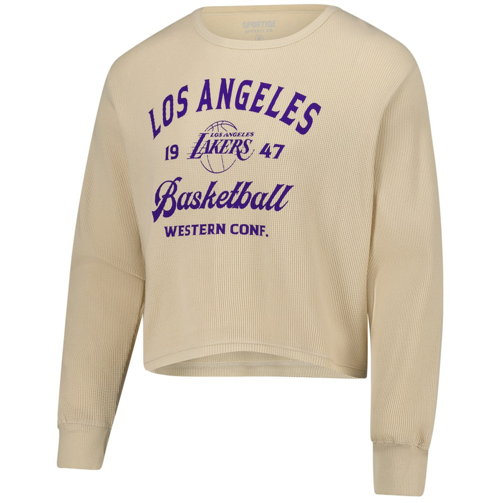 Los Angeles Lakers Sportiqe Unisex High Country Collection Cullen Waffle Knit Long Sleeve T-Shirt Cream