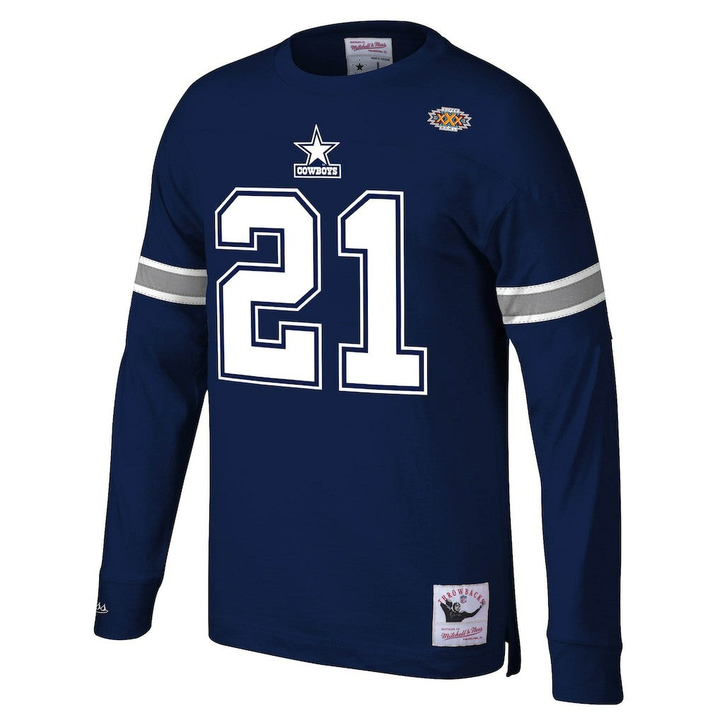 Deion Sanders Dallas Cowboys Retired Player Name & Number Long Sleeve Top Navy