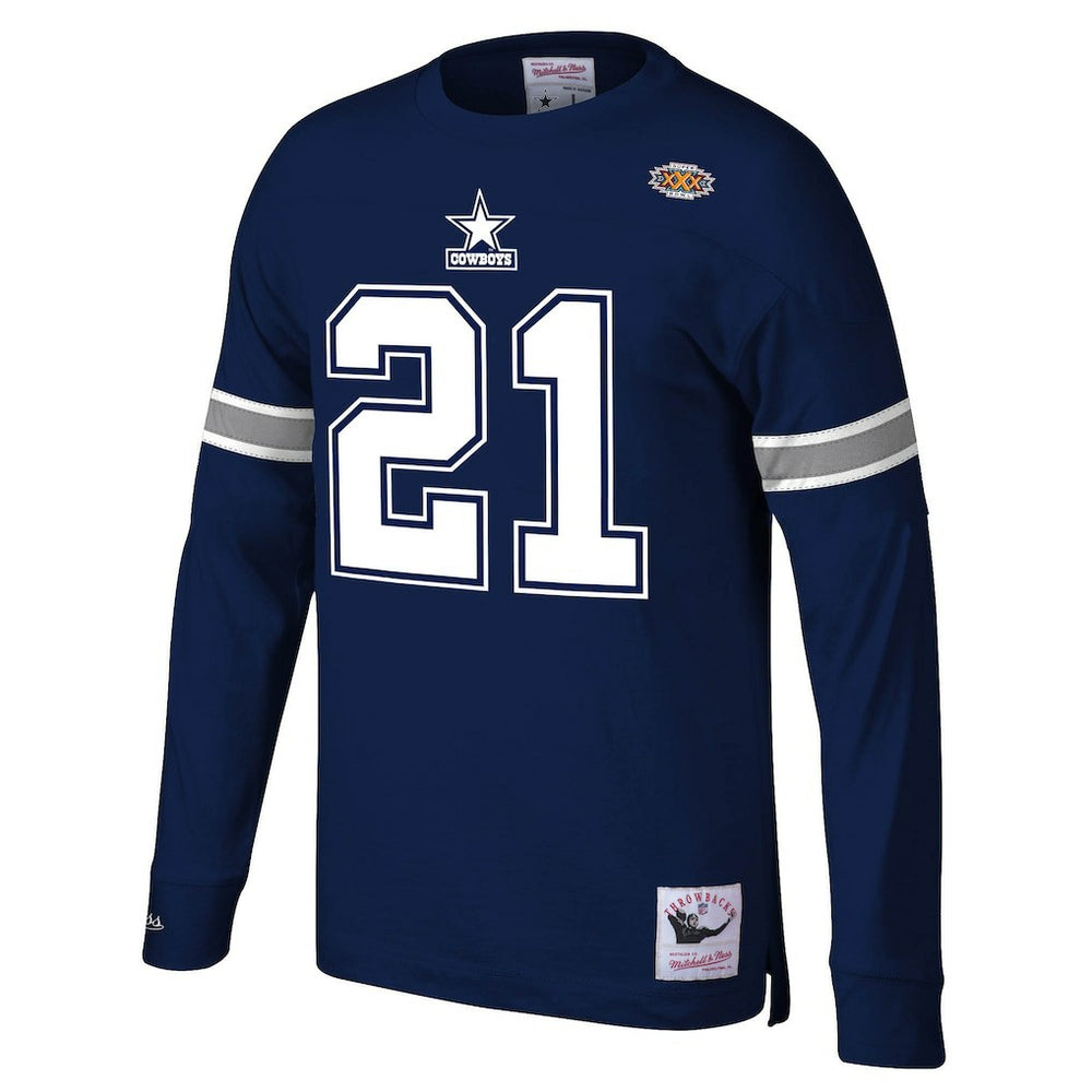 Deion Sanders Dallas Cowboys Retired Player Name & Number Long Sleeve Top Navy