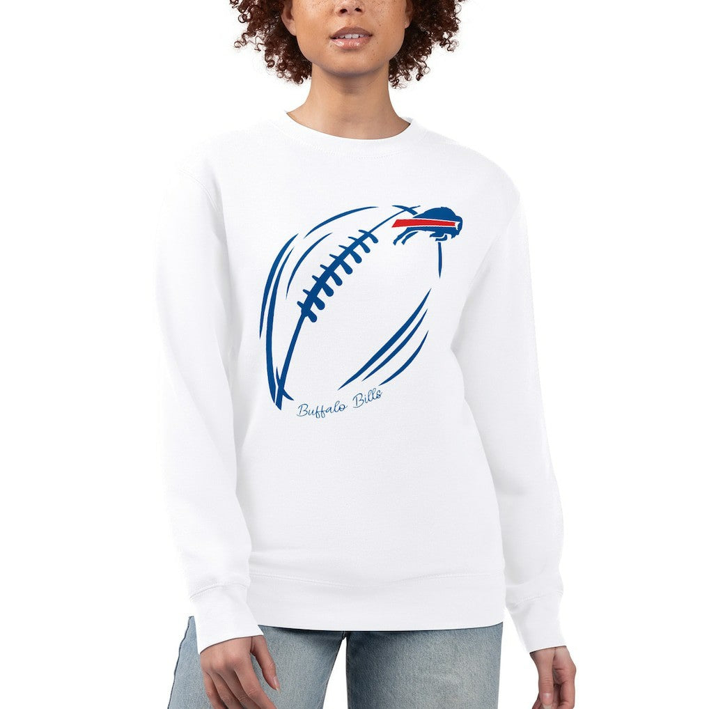 Buffalo Bills G-III 4Her by Carl Banks Women's Football Logo Graphic Fleece Tri-Blend Pullover Sweatshirt White