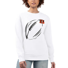 Cincinnati Bengals G-III 4Her by Carl Banks Women's Football Logo Graphic Fleece Tri-Blend Pullover Sweatshirt White