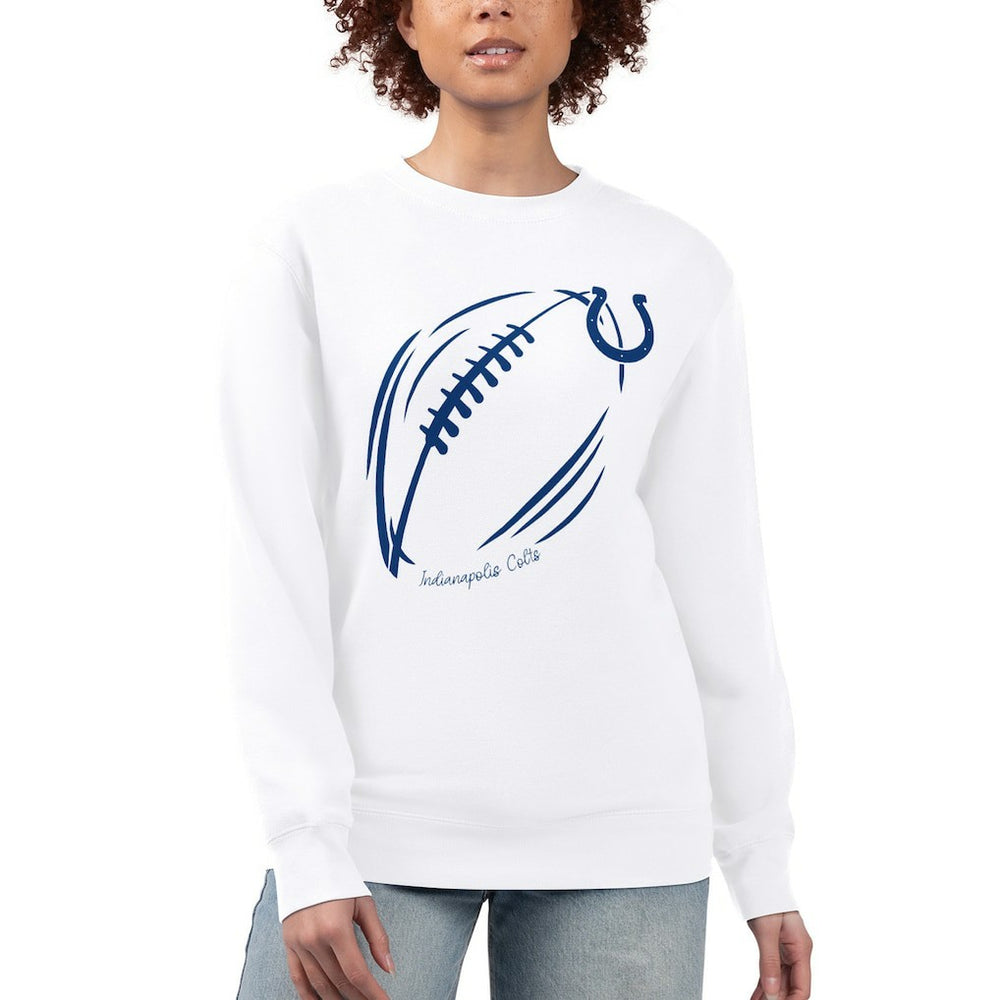 Indianapolis Colts G-III 4Her by Carl Banks Women's Football Logo Graphic Fleece Tri-Blend Pullover Sweatshirt White