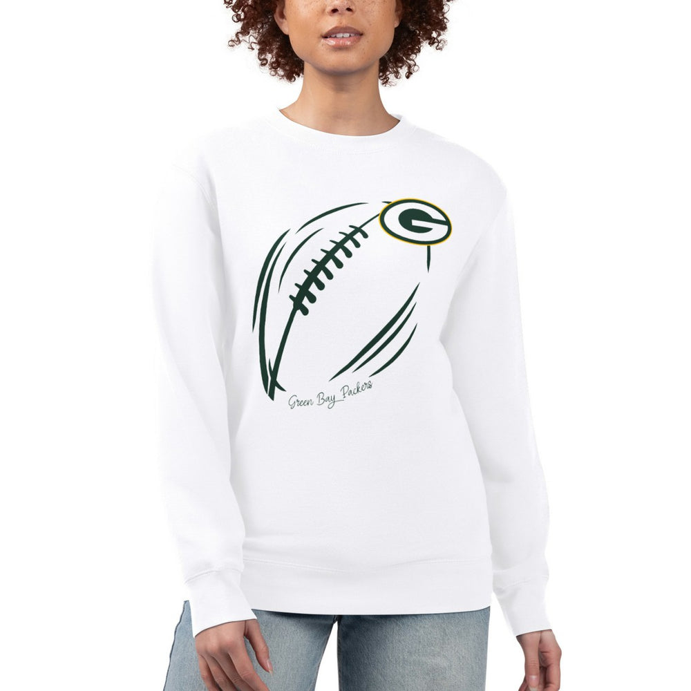 Green Bay Packers G-III 4Her by Carl Banks Women's Football Logo Graphic Fleece Tri-Blend Pullover Sweatshirt White