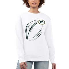 Green Bay Packers G-III 4Her by Carl Banks Women's Football Logo Graphic Fleece Tri-Blend Pullover Sweatshirt White
