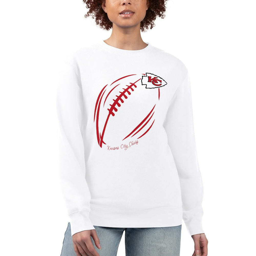 Kansas City Chiefs G-III 4Her by Carl Banks Women's Football Logo Graphic Fleece Tri-Blend Pullover Sweatshirt White