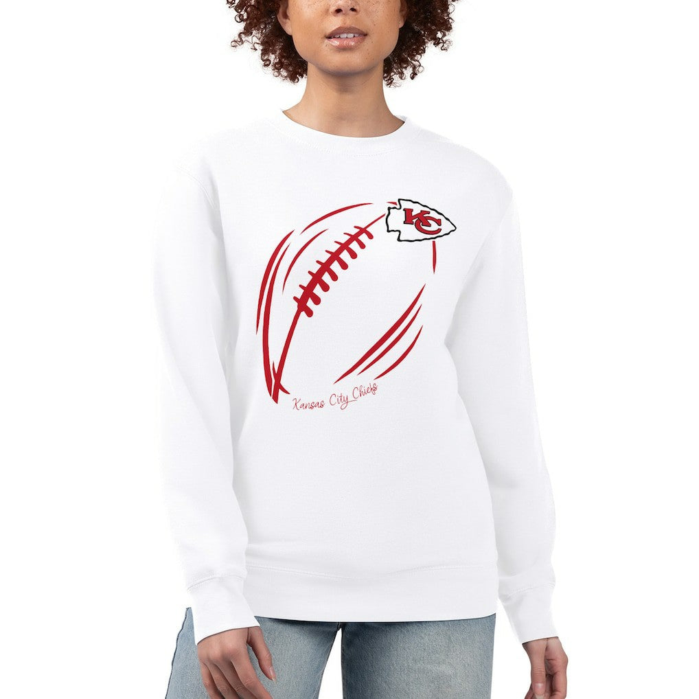 Kansas City Chiefs G-III 4Her by Carl Banks Women's Football Logo Graphic Fleece Tri-Blend Pullover Sweatshirt White