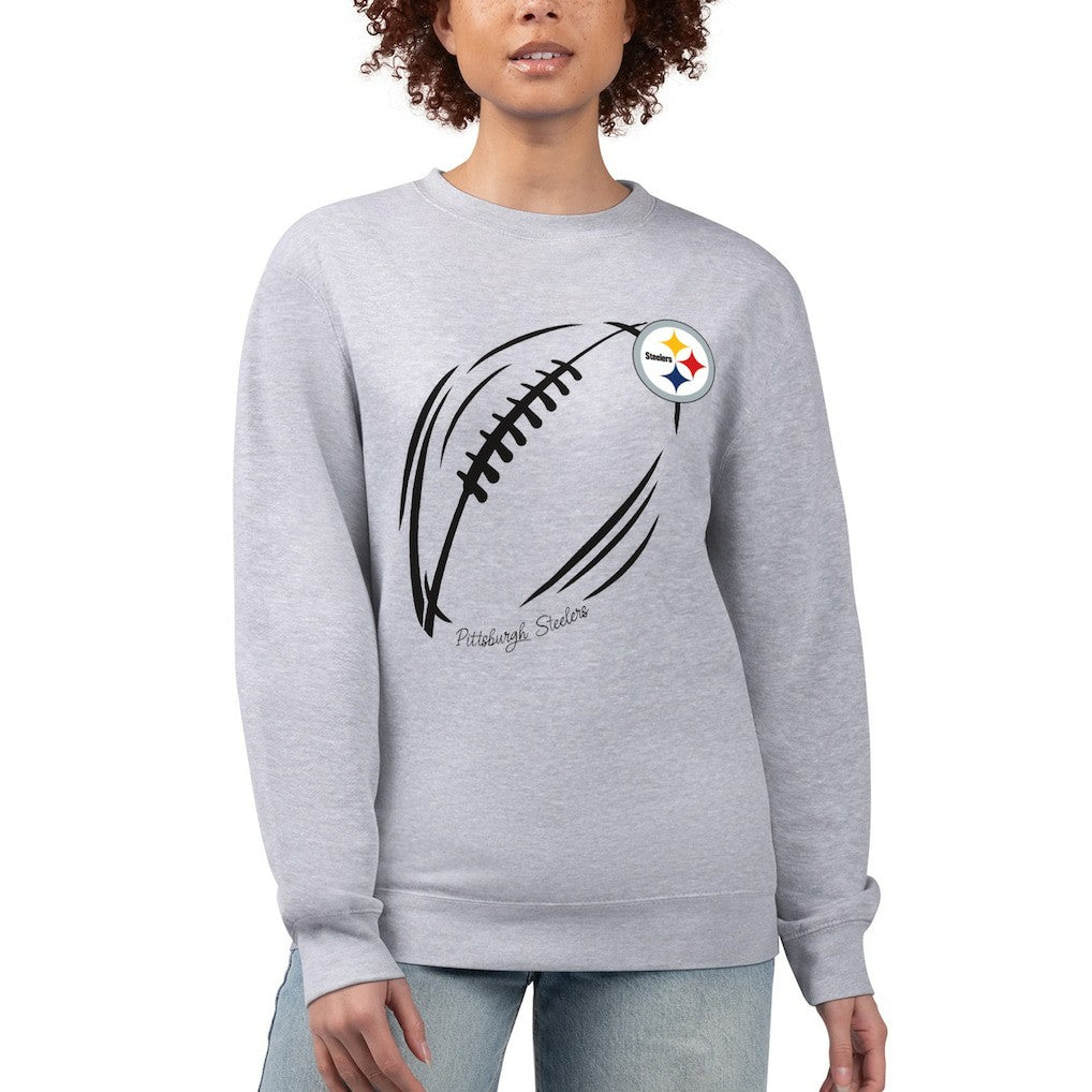 Pittsburgh Steelers G-III 4Her by Carl Banks Women's Football Logo Graphic Fleece Tri-Blend Pullover Sweatshirt Heather Gray