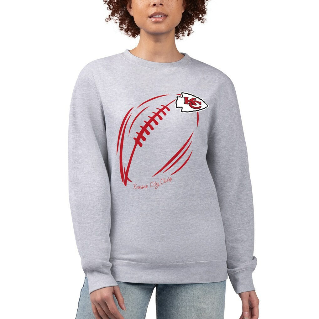 Kansas City Chiefs G-III 4Her by Carl Banks Women's Football Logo Graphic Fleece Tri-Blend Pullover Sweatshirt Heather Gray