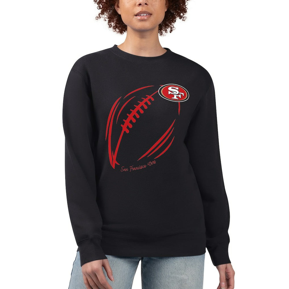 San Francisco 49ers G-III 4Her by Carl Banks Women's Football Logo Graphic Fleece Tri-Blend Pullover Sweatshirt Black