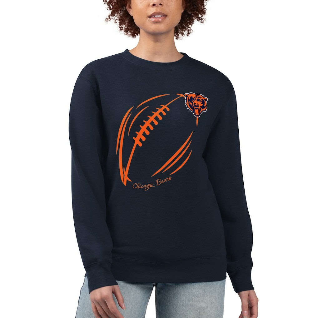 Chicago Bears G-III 4Her by Carl Banks Women's Football Logo Graphic Fleece Tri-Blend Pullover Sweatshirt Navy